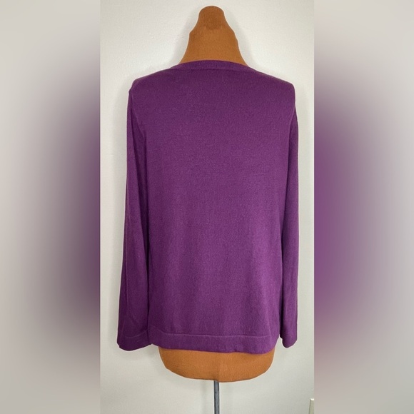 J Crew Purple Crew Neck Sweater Long Sleeve Cotton Wool Blend Size Medium - Picture 3 of 8